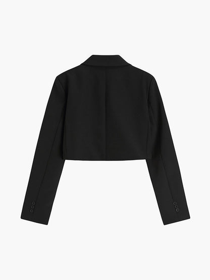 Selina | Trendiger schwarzer Cropped Blazer für Damen als Bürooutfit