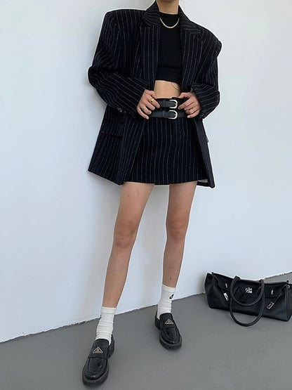 Luise | Klassischer Marineblauer Nadelstreifen Blazer für Damen