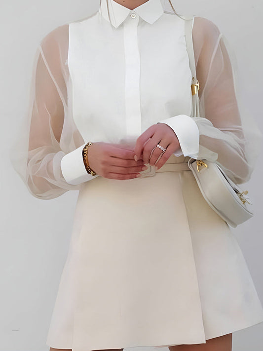 Elegante Damenbluse mit Transparenzärmeln – Stilvoll, Feminin & Zeitlos