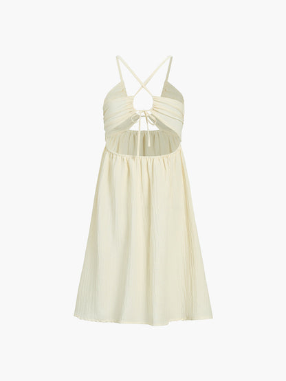 Hadley | Luftiges Midikleid mit Cut-Out, Spaghettiträgern und hohem Beinschlitz