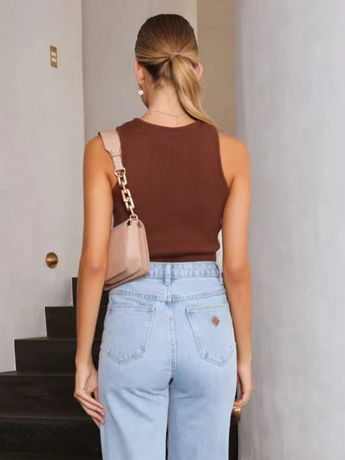 Marie | Ärmelloses Bodycon Rippenstrick Tank Top