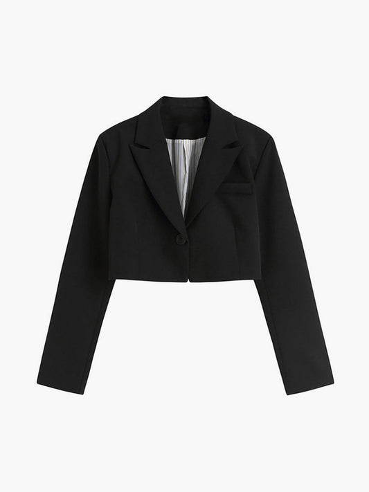 Selina | Trendiger schwarzer Cropped Blazer für Damen als Bürooutfit