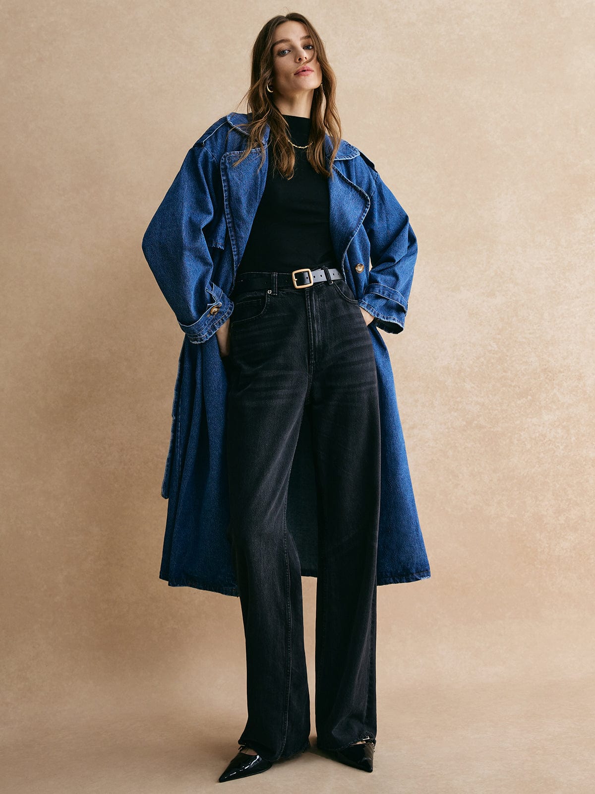 Sophie | Oversized Denim Trenchcoat – Trendig, Lässig & Zeitlos