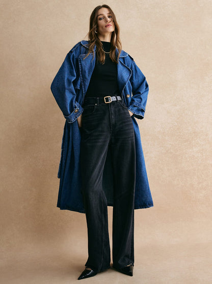 Sophie | Oversized Denim Trenchcoat – Trendig, Lässig & Zeitlos