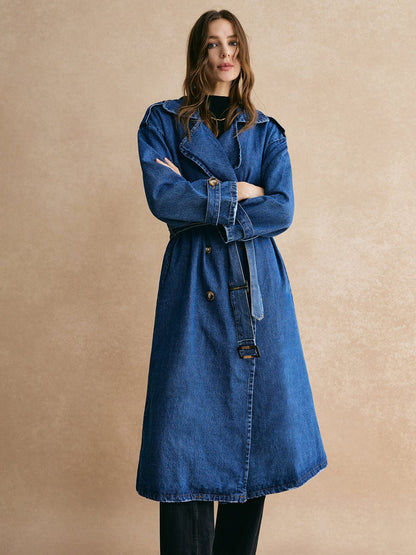 Sophie | Oversized Denim Trenchcoat – Trendig, Lässig & Zeitlos