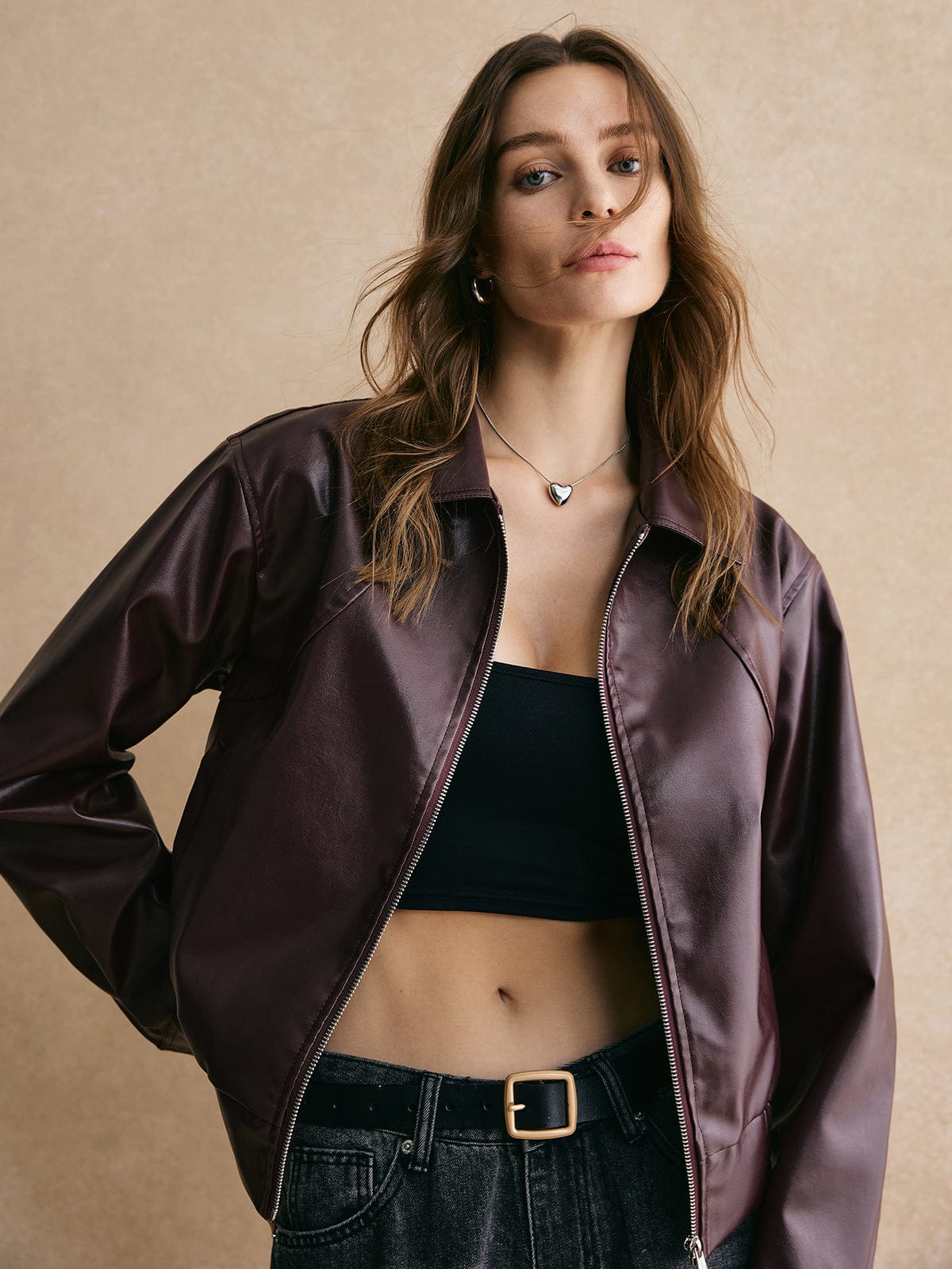 Isabelle | Cropped Lederjacke – Modern, Elegant & Zeitlos