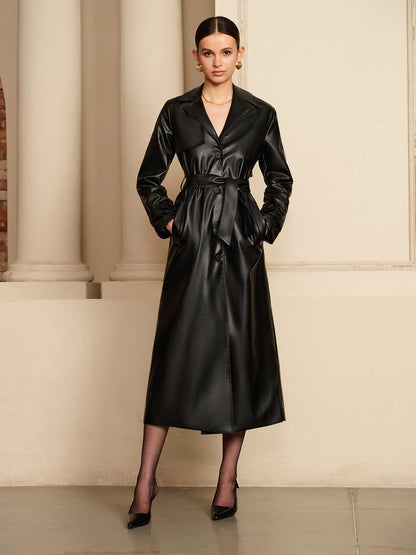 Manon | Eleganter Leder-Trenchcoat – Luxus trifft auf zeitlose Eleganz