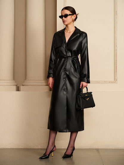 Manon | Eleganter Leder-Trenchcoat – Luxus trifft auf zeitlose Eleganz