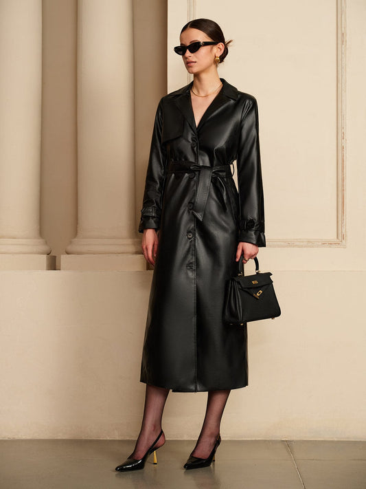 Manon | Eleganter Leder-Trenchcoat – Luxus trifft auf zeitlose Eleganz
