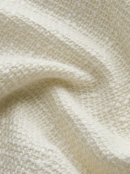 Silke | Eleganter Weißer Tweed-Blazer mit Schwarzen Satin Schleifen