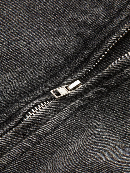 Lara | Schwarze Cropped Bikerjacke aus Denim – Für den ultimativen Rock-Chic-Look