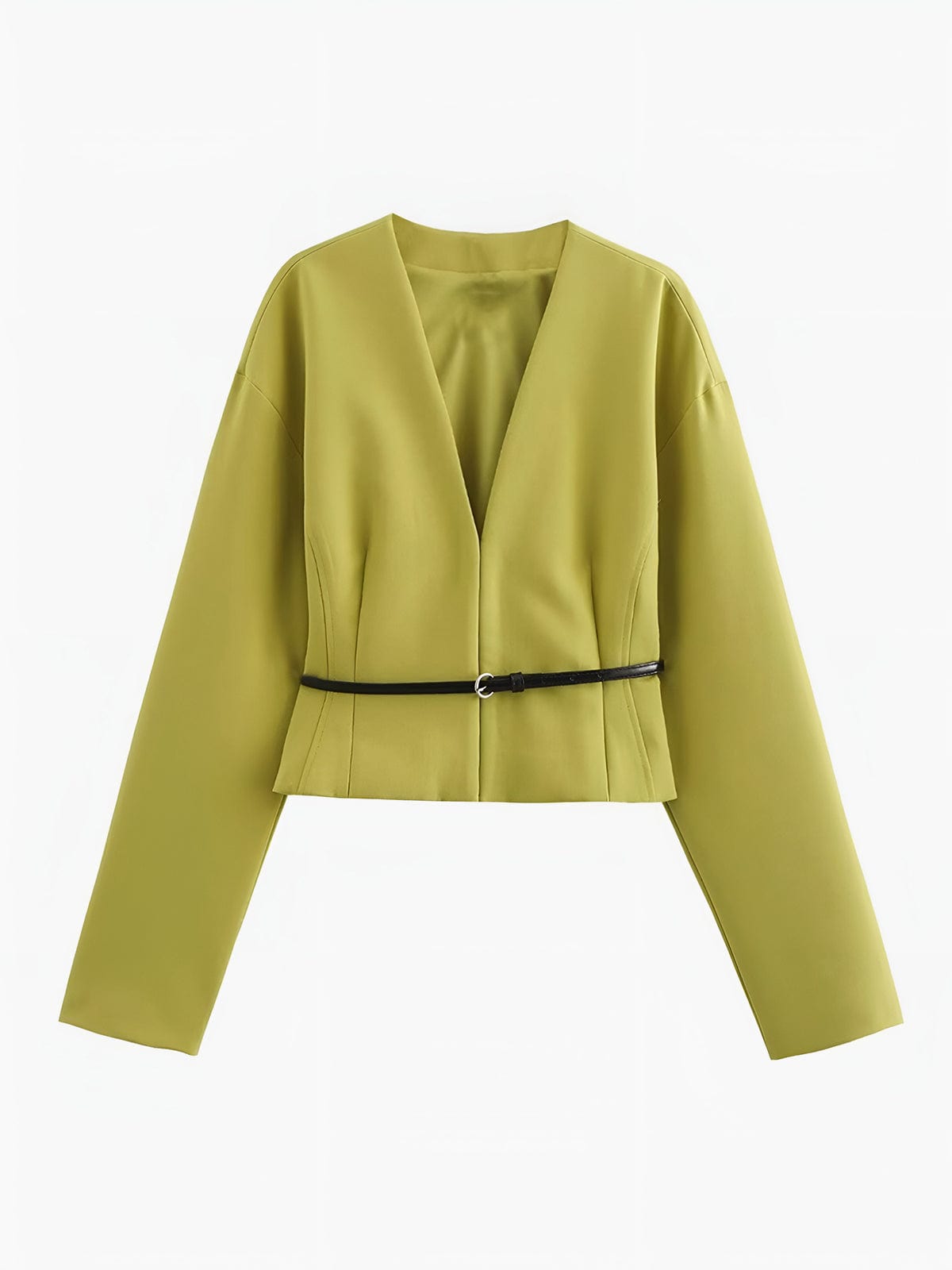Irina | Gekürzter V Ausschnitt-Blazer für Damen mit stilvollem schmalem Gürtel