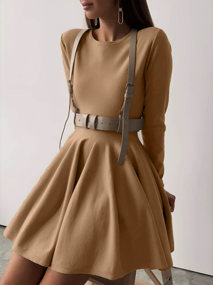 Alina | Elegantes Damen Skaterkleid in Crème mit Langarm