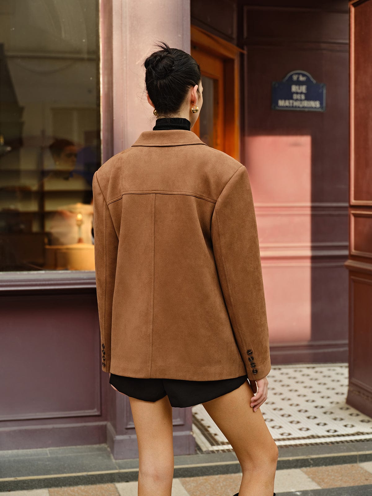 Silke | Lässiger brauner Wildleder-Blazer für Frauen