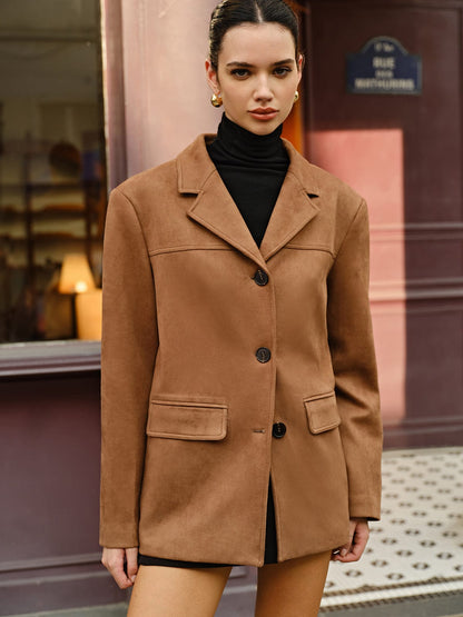 Silke | Lässiger brauner Wildleder-Blazer für Frauen