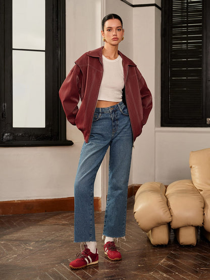 Amelie | Bordeauxrote Jacke mit sportivem Akzent