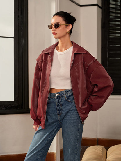 Amelie | Bordeauxrote Jacke mit sportivem Akzent