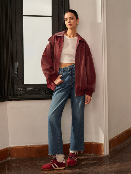 Amelie | Bordeauxrote Jacke mit sportivem Akzent