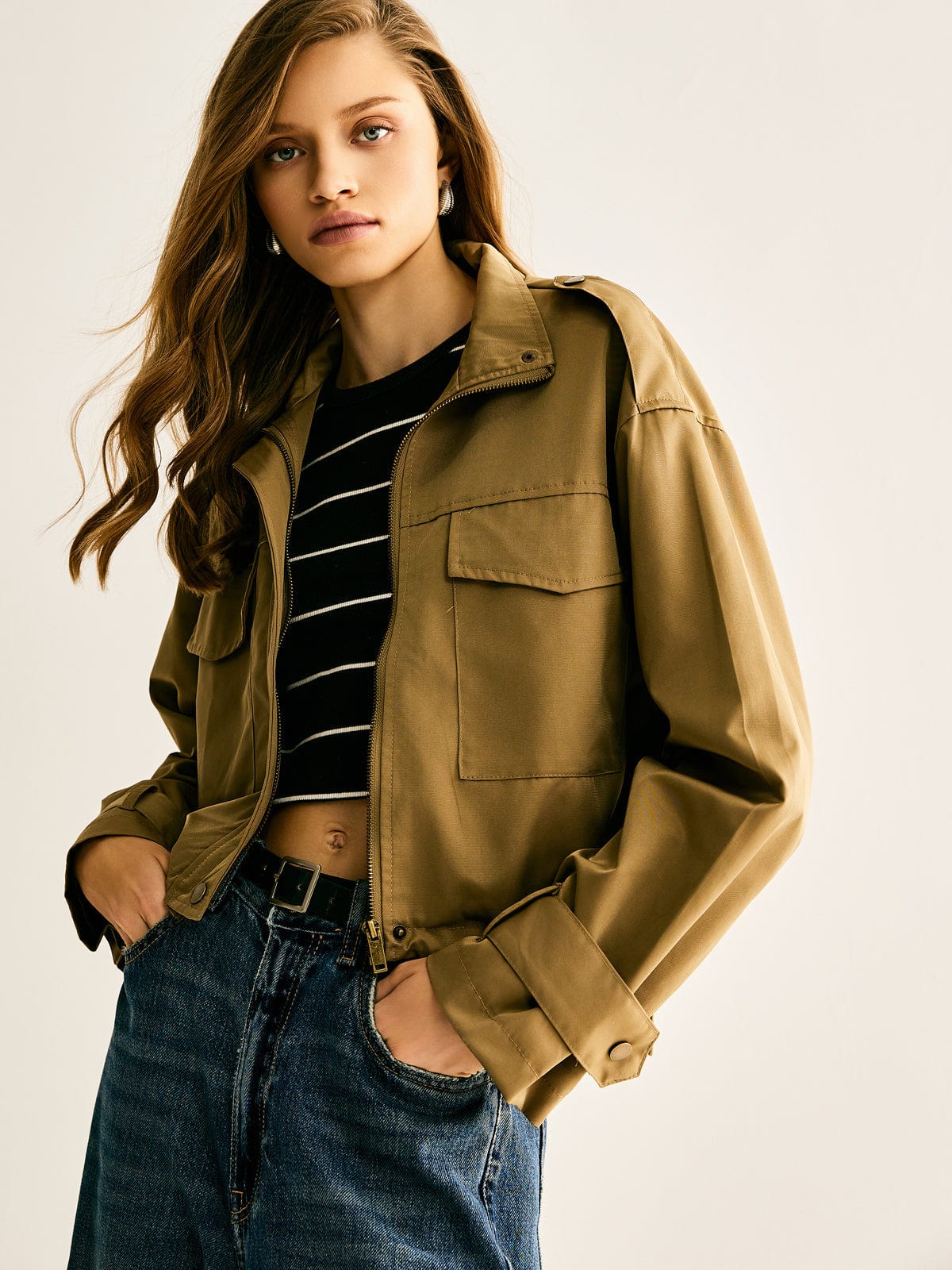 Klara | Cropped Utility Jacke – Lässig, Modern & Vielseitig
