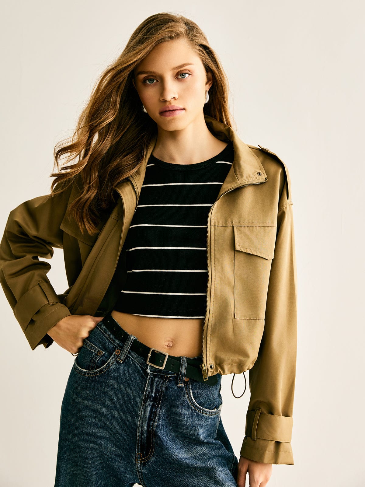 Klara | Cropped Utility Jacke – Lässig, Modern & Vielseitig