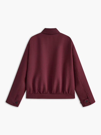 Elena | Minimalistische Jacke in Burgunderrot – Eleganz trifft Vielseitigkeit