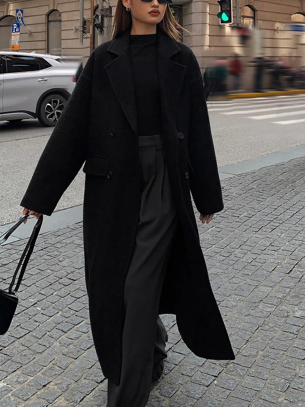 Sabby | Langer Mantel aus Tweed-Wollmischung