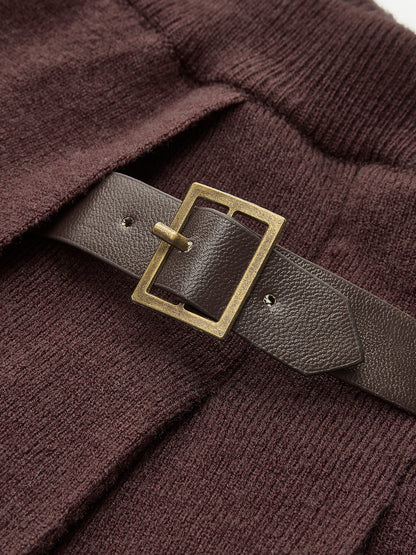 Noa | Falten-Minirock in Strickoptik mit Zierschnalle