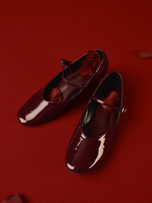 Amélie | Elegante Lackleder-Ballerinas in Bordeaux – Klassisch & Feminin