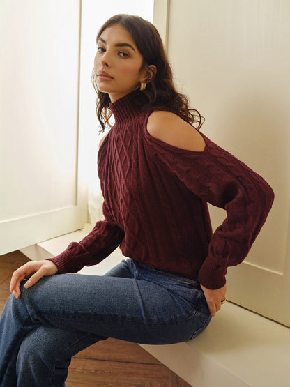 Eva | Schulterfreier Karierter Pullover