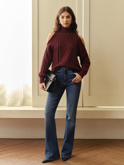 Eva | Schulterfreier Karierter Pullover