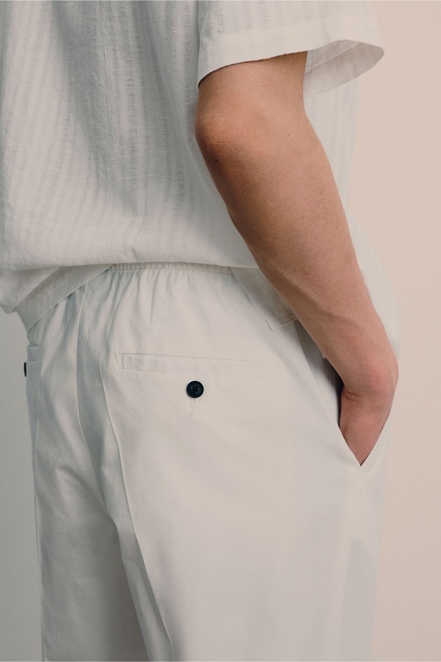 Francesco | Herren-Chinohose in Cremeweiß mit Kordelzug