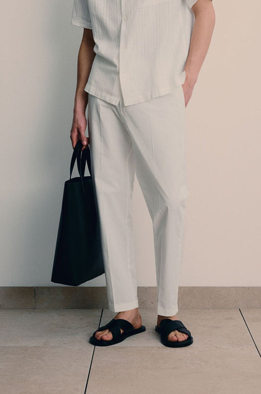 Francesco | Herren-Chinohose in Cremeweiß mit Kordelzug