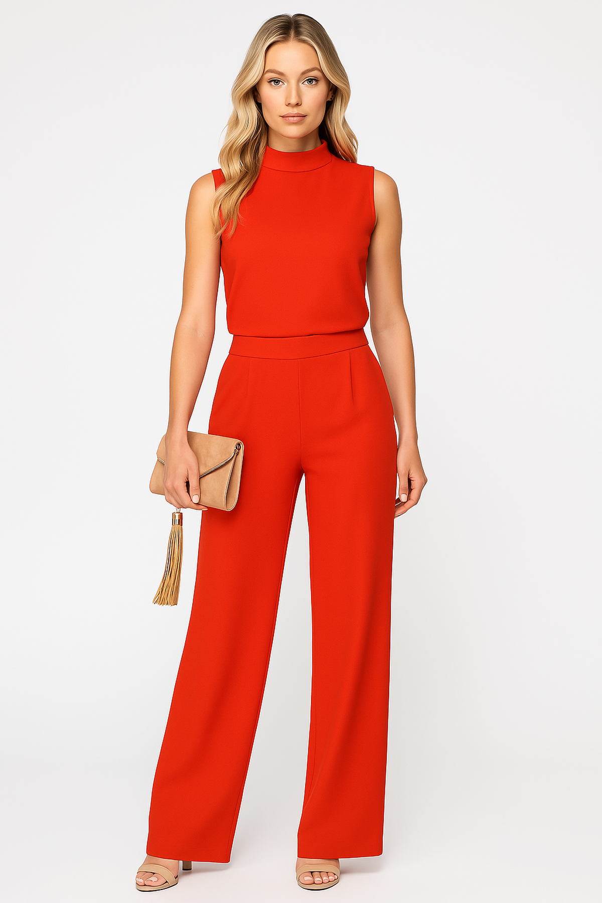 Eleganter Jumpsuit mit Ärmellosem Design und Weitem Bein – Stilvolle Kombination für Alltag und Abend