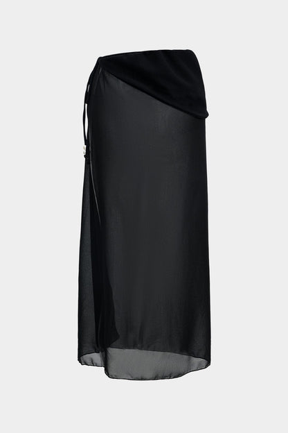 Meredith | Dreiteiliges Bikini-Set mit Wickelband-Design, Perlen-Details und transparentem Pareo