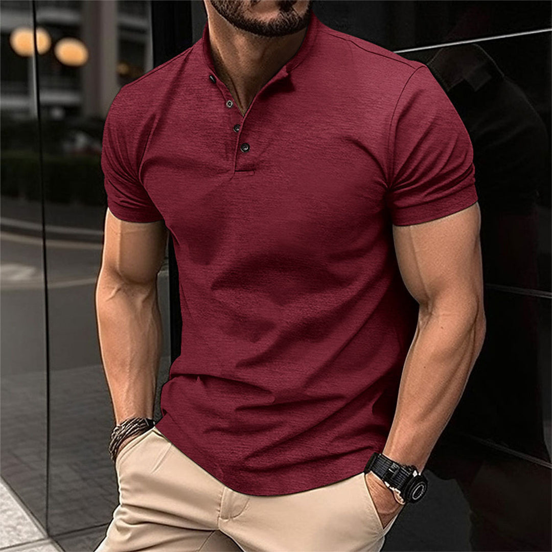 Herren Kurzarm Shirt mit Stehkragen und Knopfleiste – Modernes Sommer Design