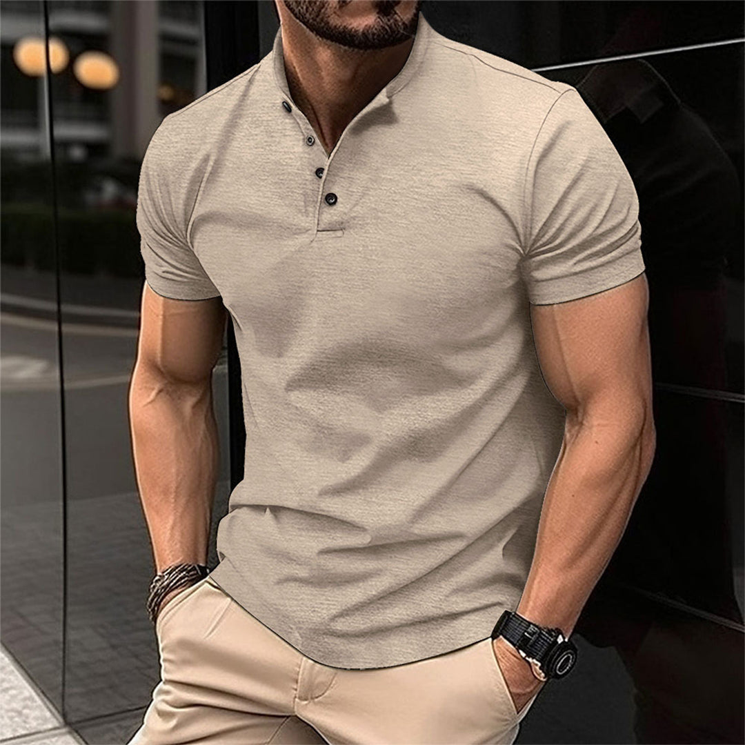 Herren Kurzarm Shirt mit Stehkragen und Knopfleiste – Modernes Sommer Design