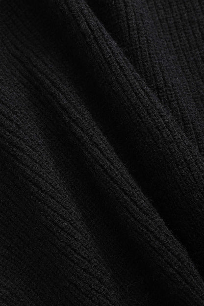 Ella | Schwarzer Strick-Cardigan mit Denim-Patches – Der perfekte Mix aus Komfort und Stil