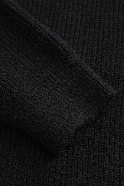 Ella | Schwarzer Strick-Cardigan mit Denim-Patches – Der perfekte Mix aus Komfort und Stil