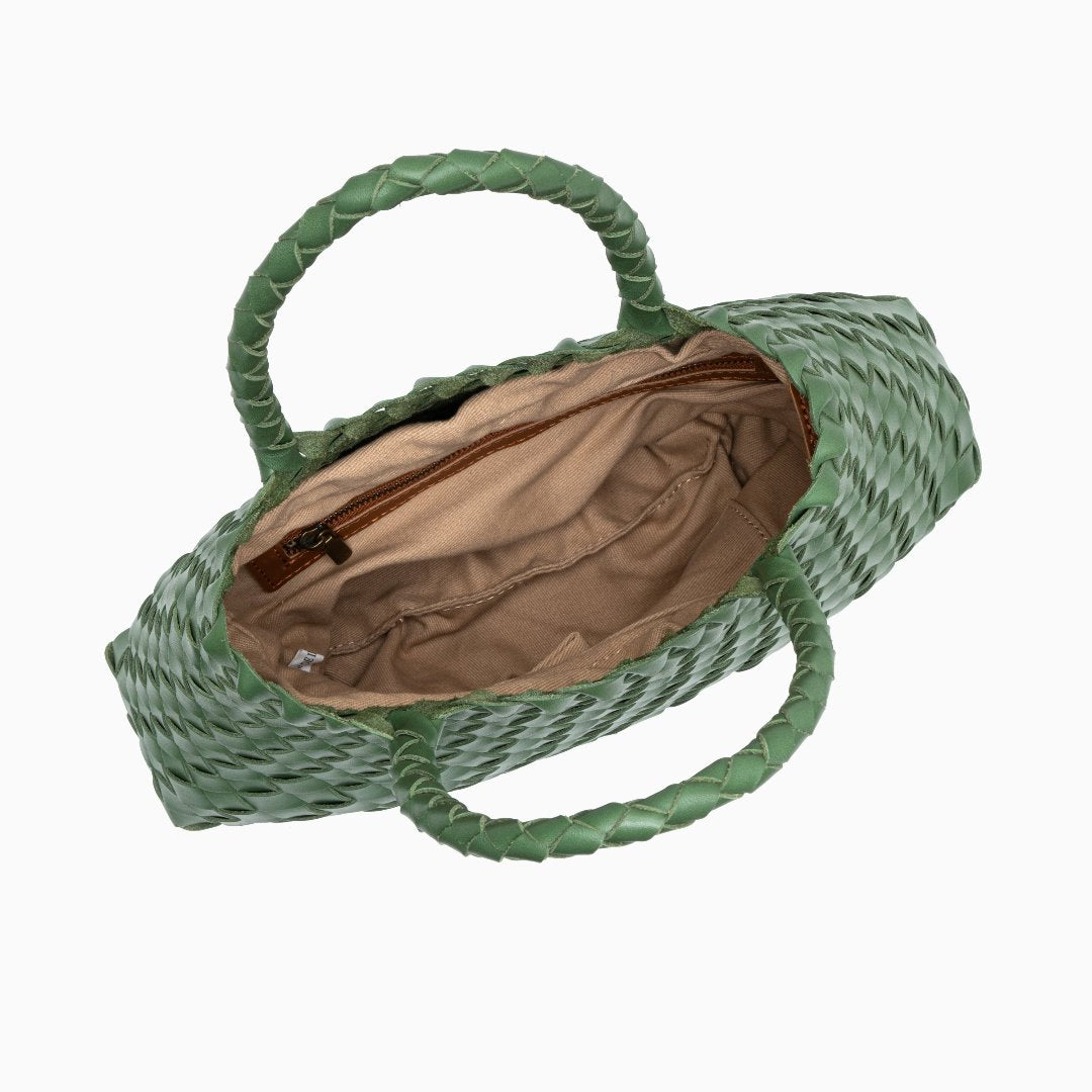 Vera | Gewebte Damenhandtasche aus echtem Leder mit Doppelhenkeln – Große Alltagstasche