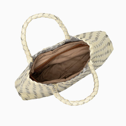 Vera | Gewebte Damenhandtasche aus echtem Leder mit Doppelhenkeln – Große Alltagstasche