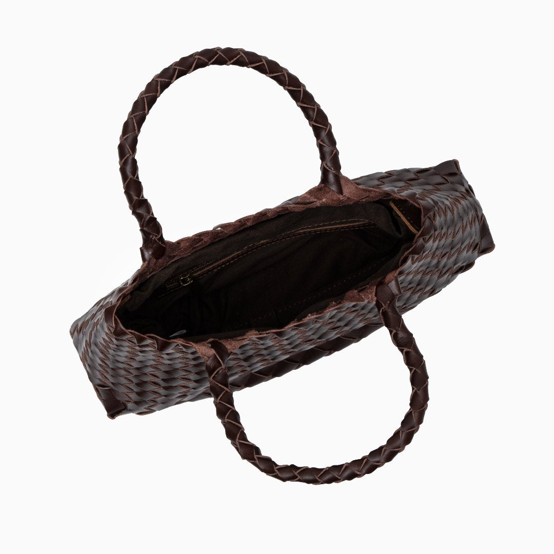 Vera | Gewebte Damenhandtasche aus echtem Leder mit Doppelhenkeln – Große Alltagstasche