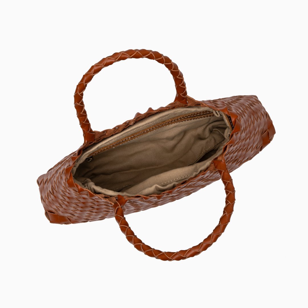 Vera | Gewebte Damenhandtasche aus echtem Leder mit Doppelhenkeln – Große Alltagstasche