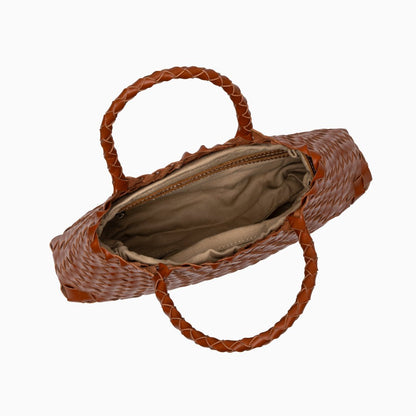 Vera | Gewebte Damenhandtasche aus echtem Leder mit Doppelhenkeln – Große Alltagstasche