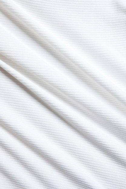 Henrietta | Weiß Geripptes Racerback-Crop-Top mit High-Neck-Ausschnitt