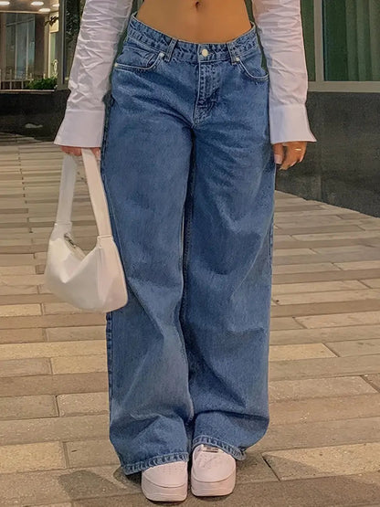 Low Waist Baggy Jeans – Blaue 90er-Jahre Jeans mit weiter Passform