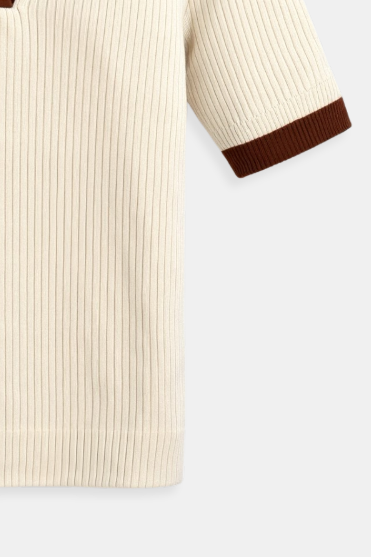 Lässiges Polo Farbe Block gekerbte Kragen gestrickt Top