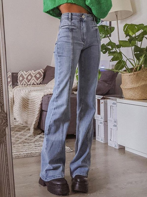 Flared Jeans mit Stern-Applikation – Hoher Bund & Vintage-Stil für Trend-Looks
