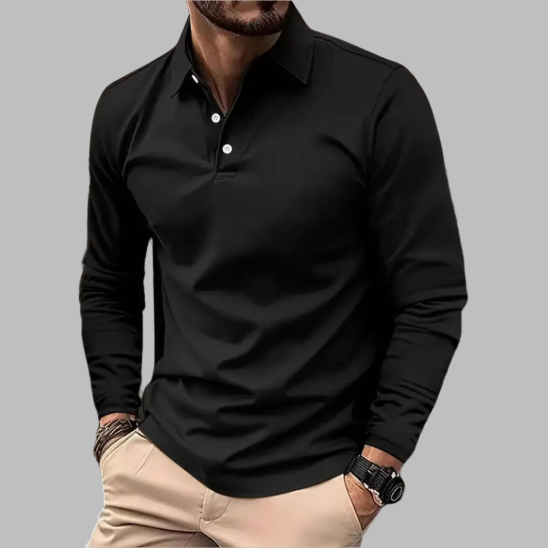 Langarm Poloshirt Herren – Stilvolles Freizeitshirt mit Knopfleiste