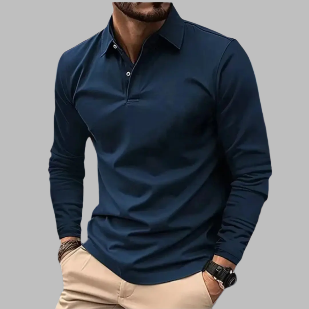 Langarm Poloshirt Herren – Stilvolles Freizeitshirt mit Knopfleiste