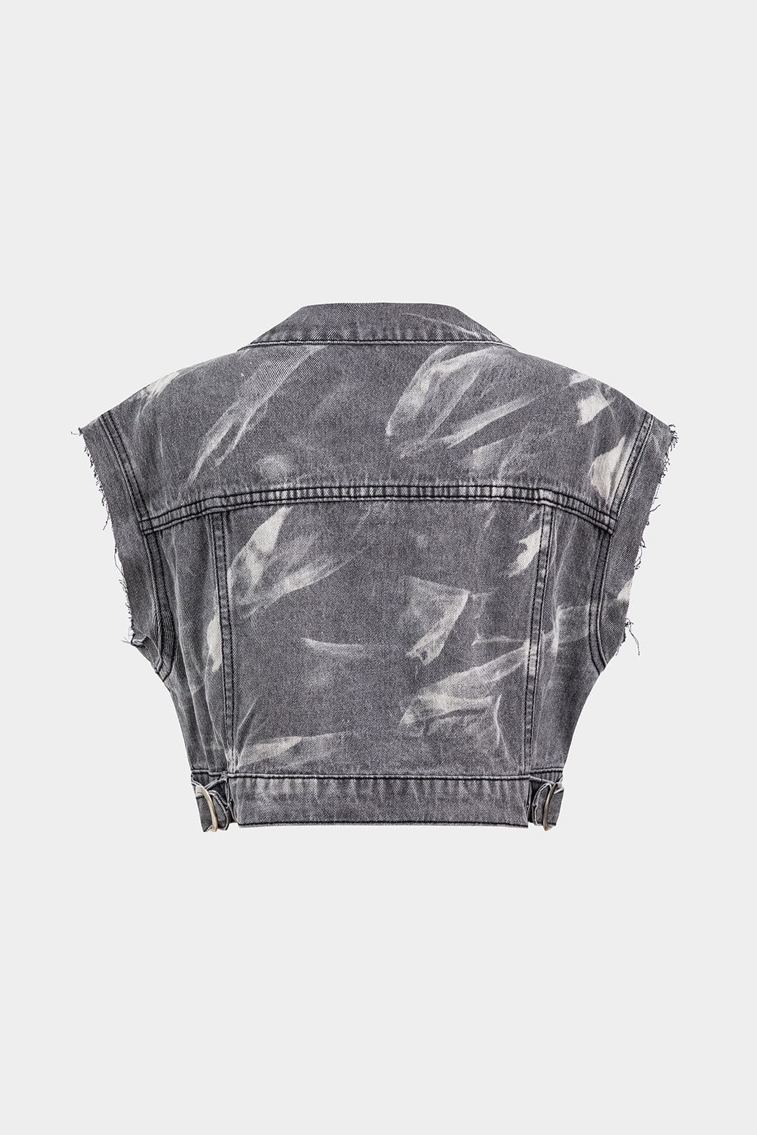 Raven | Cropped Denim-Weste in Grau mit Metallelementen – Urban und Edgy